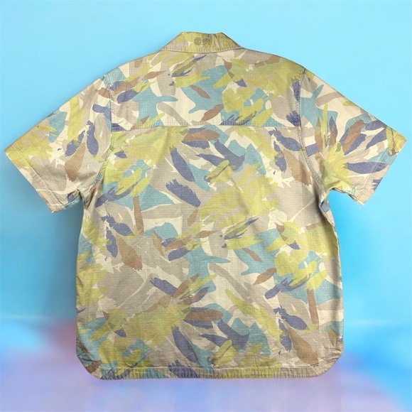 Nigel Cabourn Collection Element Yellow and Blue Canvas Camo Button Down Shirt M - Picture 2 of 8